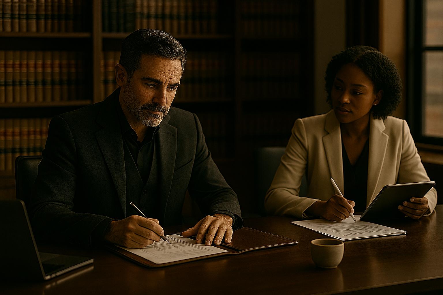 Attorney reviewing a contract at the office